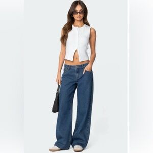 Edikted Blue Flare & Wide Leg Jeans Size L